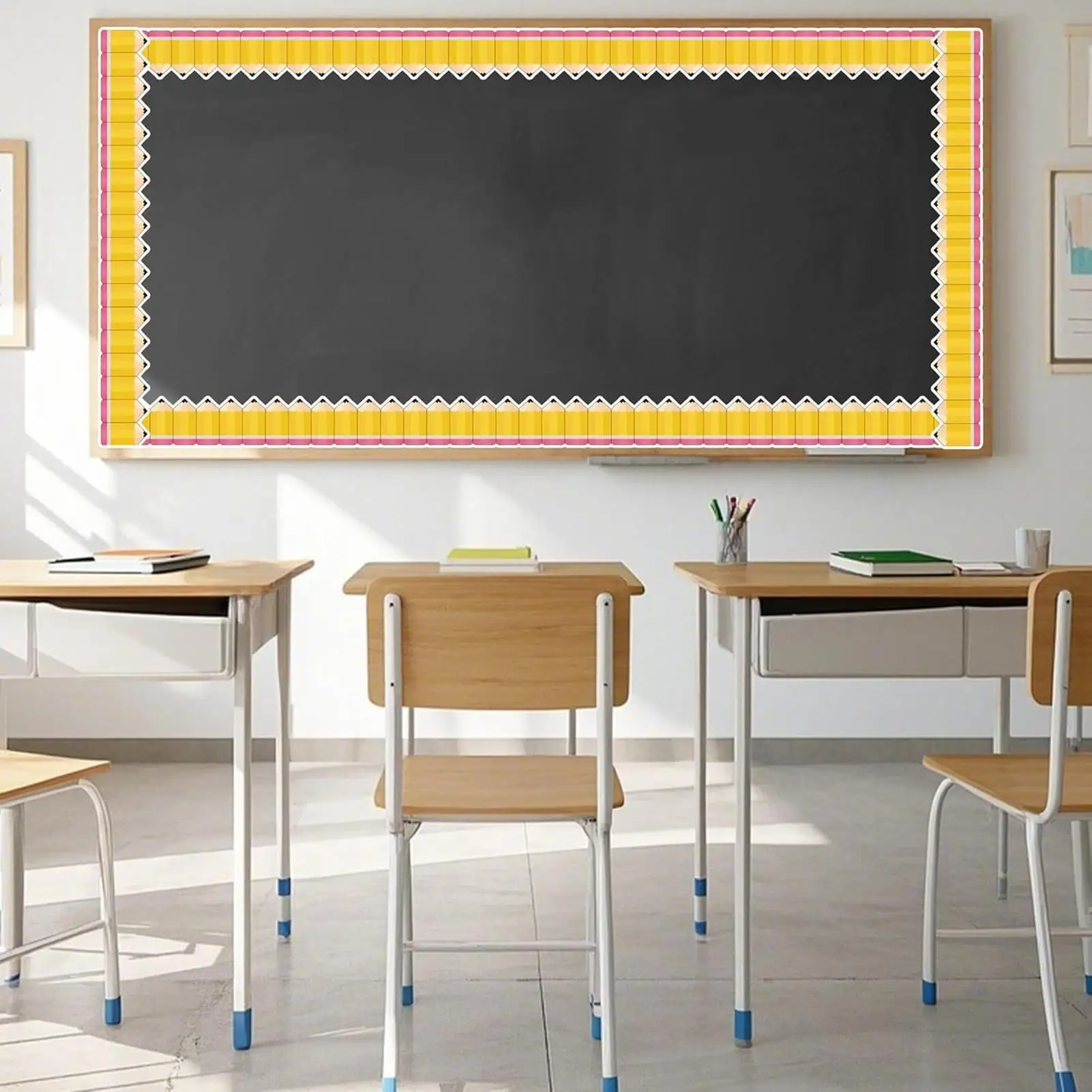 حدود قلم رصاص لطيفة وممتعة للقرطاسية ديكور حدود مزخرفة للوحة الإعلانات للمكاتب المنزلية والإعداد في الهواء الطلق ومعلم العائلة #2