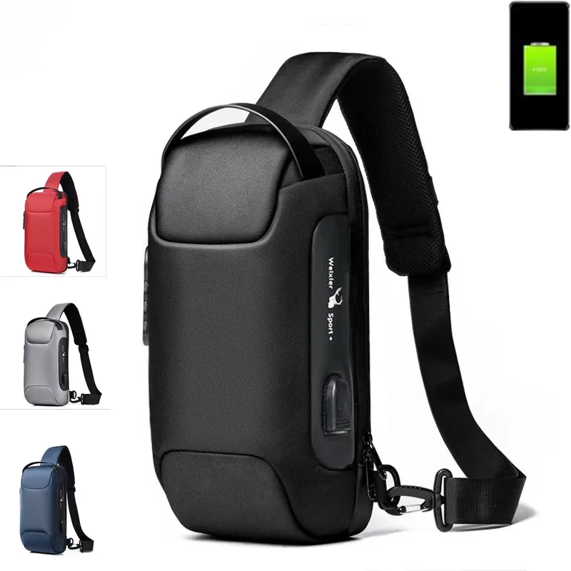 Saco de peito masculino à prova dwaterproof água anti-roubo usb crossbody sacos saco de homem oxford esporte estilingue bolsa de ombro saco do mensageiro para homem saco de peito