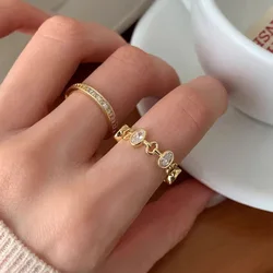 VENTFILLE 925 Sterling Silve Zircon Hollowing Out Ring for Women Girl Golden Engagement Jewelry Gift Dropshipping Wholesale