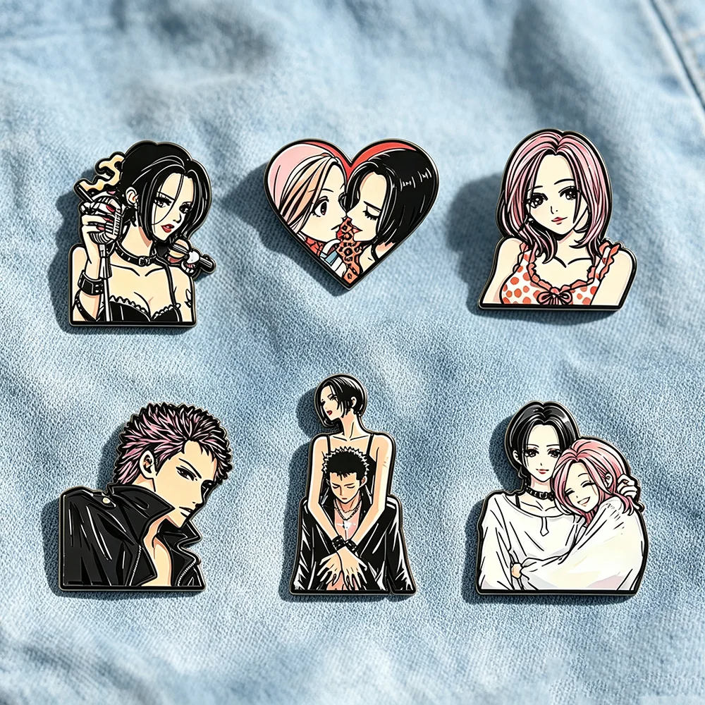 6Pcs/set Anime Nana Character Enamel Brooch Cute Comic Girls For Lapel Pins Badge on Backpack Clothing Accessories Jewelry Gifts image 6