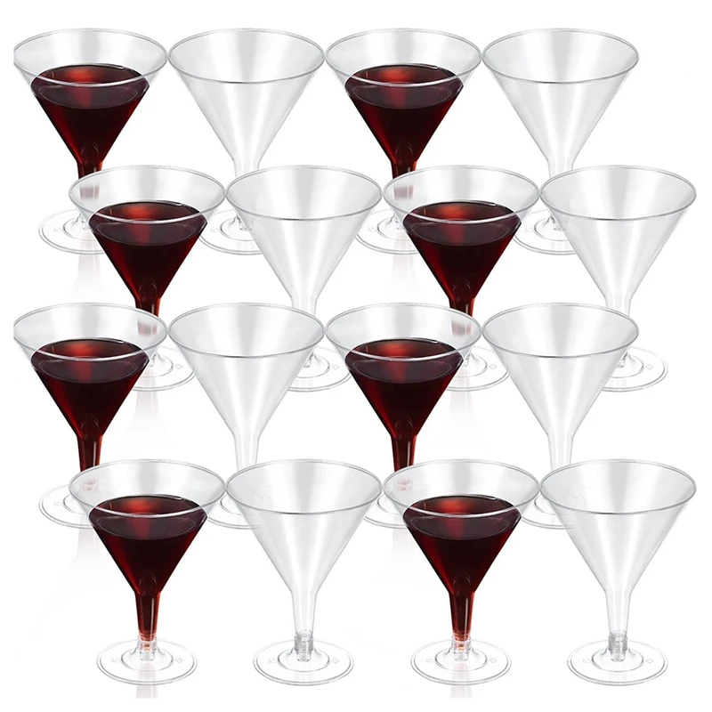 Plastic Martini Glasses, Clear Wine Glasses Reusable Party Cups Dessert Cups For Cocktail Champagne Flutes Dessert