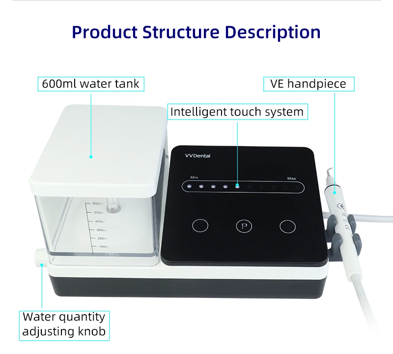 VVDental Ultraschall-Scaler mit LED-Licht-Handstück und 10 Stück Spitzen, Zahnreinigungsgerät für Zahnsteinentfernung, Parodontologie und Endodontie – Detail 16