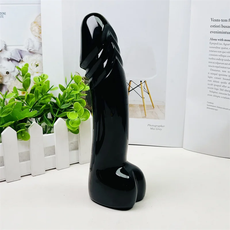 Large Size Natural Black Obsidian Crystal Massage Penis Wand Gemstone Yoni for Women Health Smooth Polished Gifts 20cm