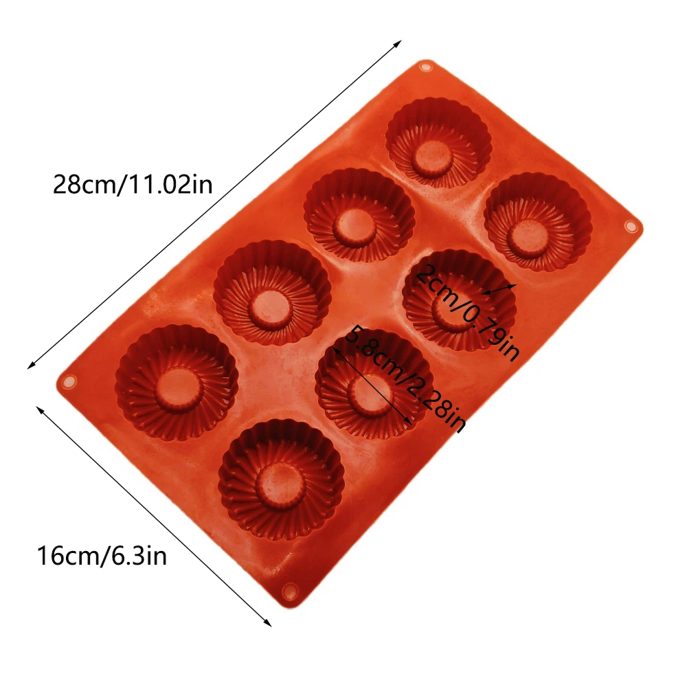 

8 Holes Circular Vortex Shape Silicone Chocolate Cake Mold Mousse Dessert Baking Donuts Food Grade Silicone Bakeware Pastry Mold