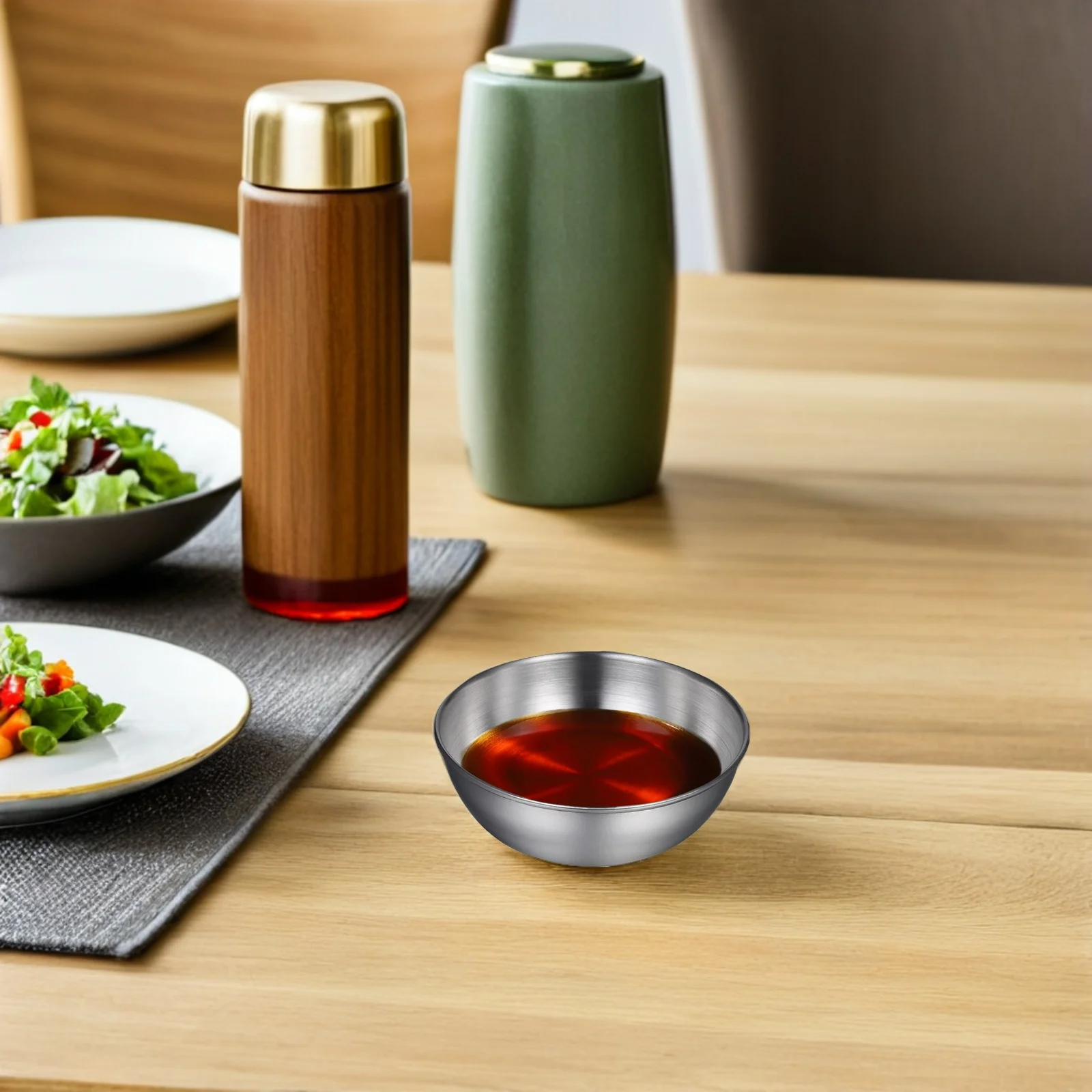 

8pcs Stainless Steel Flavor Dish 8Cm Round Dipping Bowl For Sauce Seasoning Appetizer Food Serving Restaurant Home Use