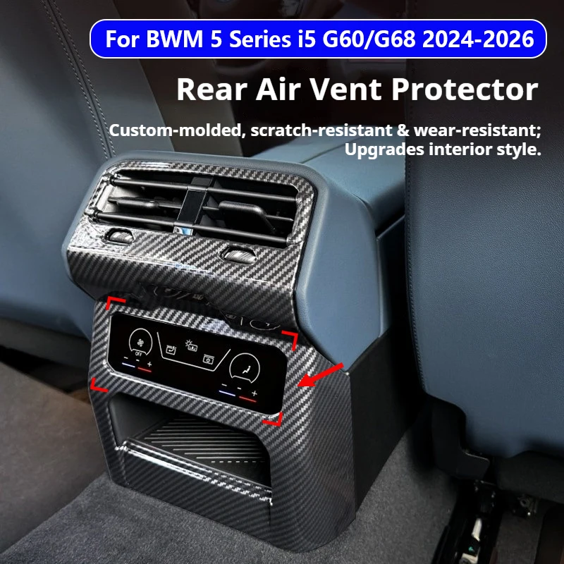 For BMW 5 Series i5 G60 G68 2024-2026 Car ABS Carbon fiber rear air outlet protective cover for car interior accessories