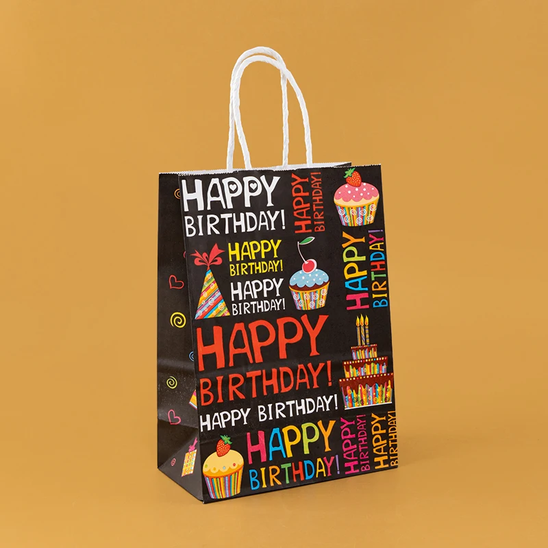 StoBag Birthday Party Paper Bag Packaging Candy Gift for Kids Baby Shower Decoration Chocolate Snacks Suppliy Wholesale 24Pcs