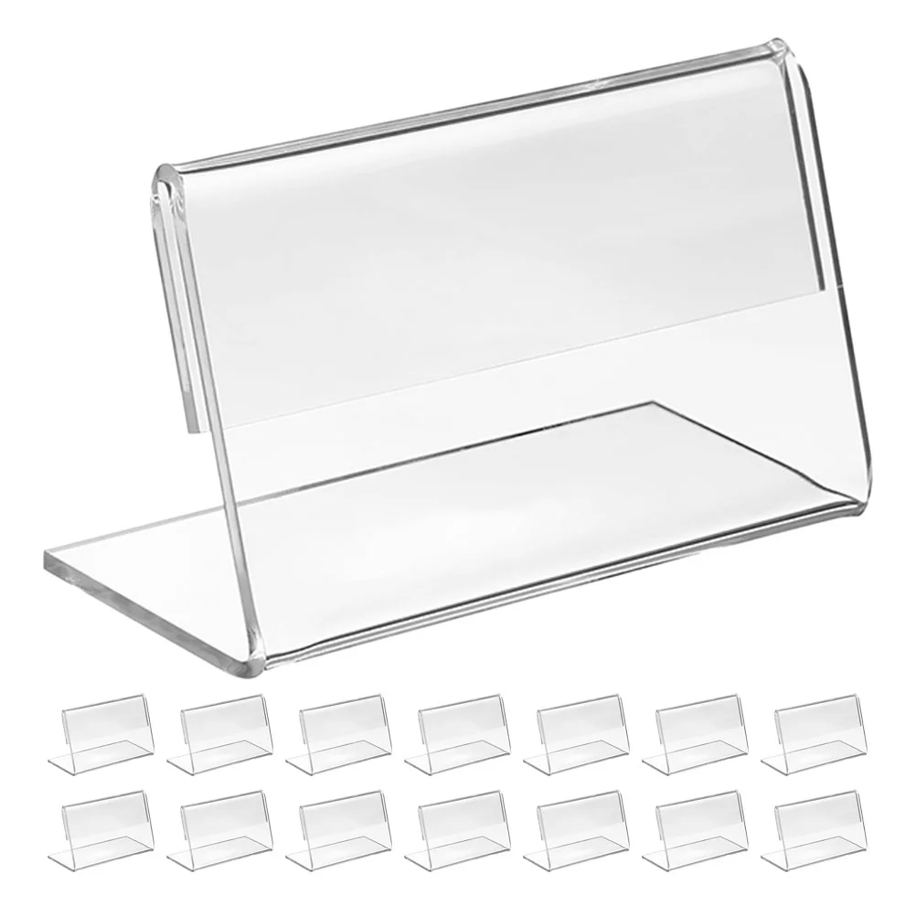 Postcard Display Stand L-shaped Desk Price Tag Food Labels Place Holders Signage Transparent for Party Buffet Desktop