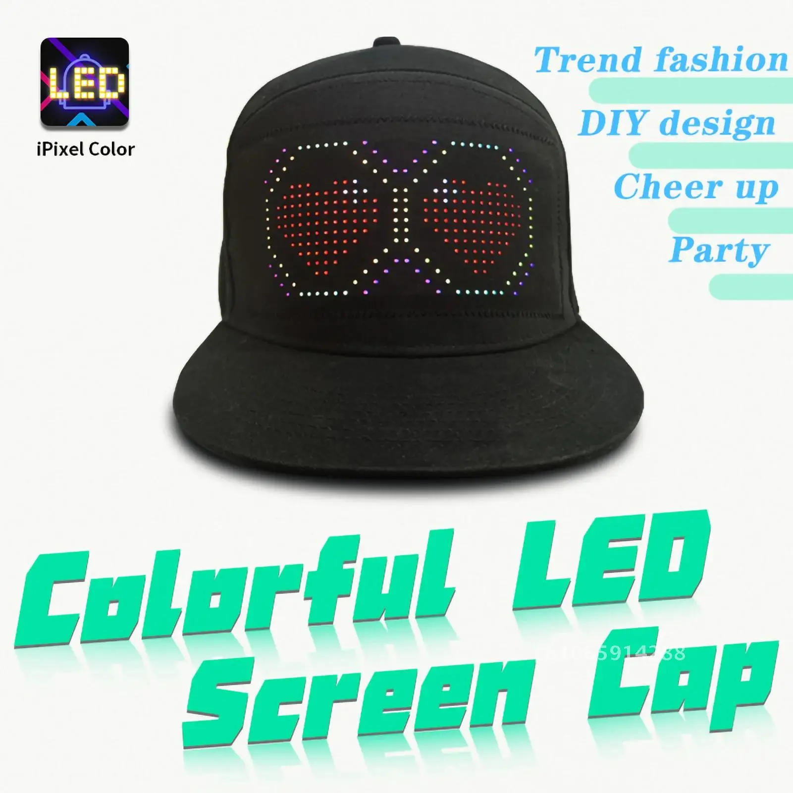 

Led Baseball Cap Bluetooth App Control Usb Rechargeable Scrolling Display Glowing Hip Hop Message Hat Hat Board Atmosphere