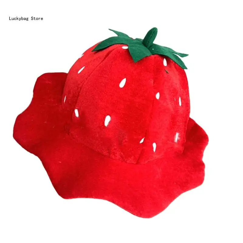 

Halloween Fruit Strawberry Costume Plush Hat Cartoon Headgear for Kids