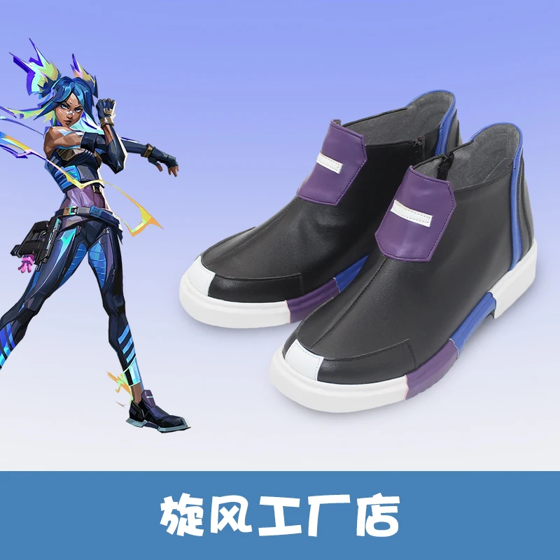 

Game VALORANT Neon Cosplay Shoes Handmade Faux Leather Anime Halloween Carnival Boots