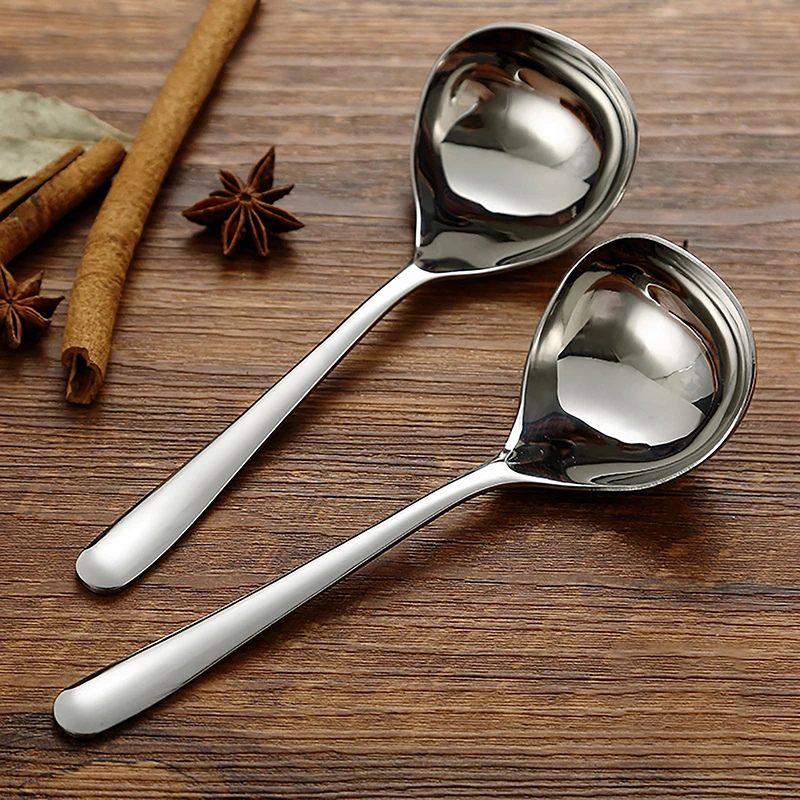 Stainless Steel Spoon Long Handle Tablespoons Hot Pot Soup Ladle Ramen Noodles Scoop Kitchen Tableware Cooking Utensils
