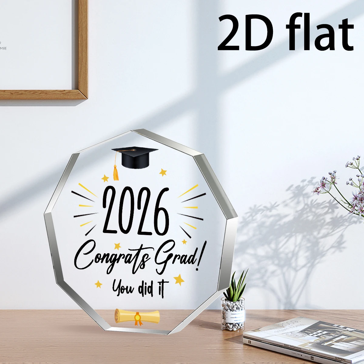 1 pcs nonagon Acrylic transparent graduate gift Graduation Season Souvenirs home decor print 2026 congrats grad you did it