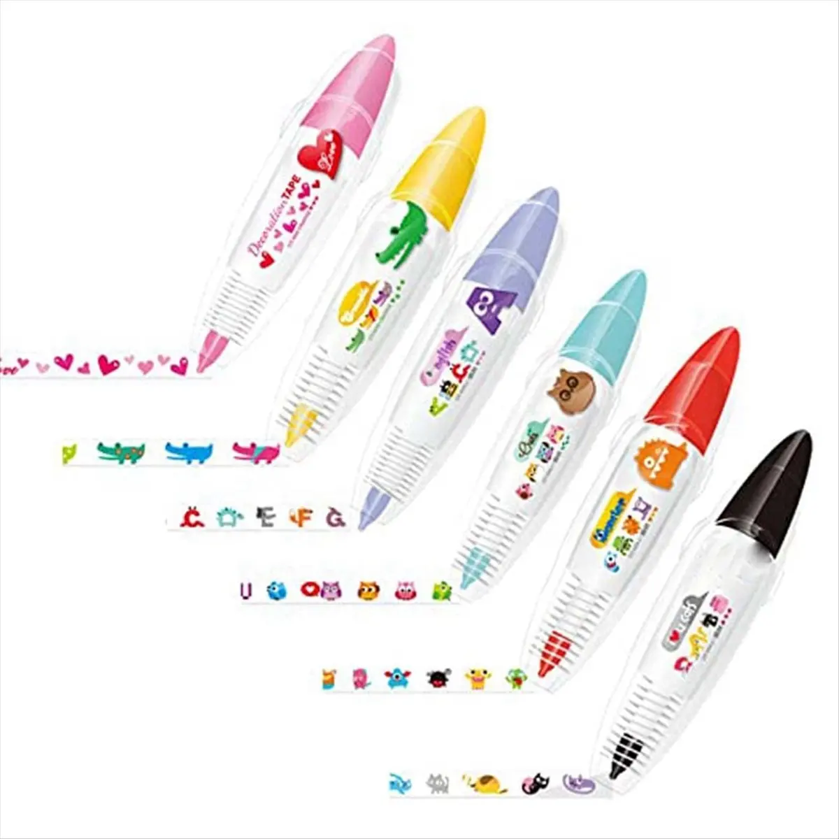 ABZT 6PCS DIY Cute Animals Type Decorative Pen - DIY Lace Decoration Tape Pen, Kawaii Animals Decorative Masking Tape