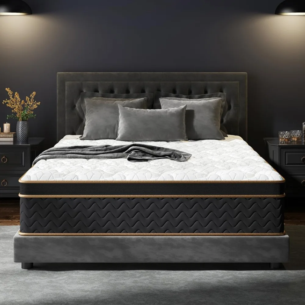 

King 12 inch mixed mattress, with gel memory foam, no fiberglass luxury mattress, sports isolation middle edge support