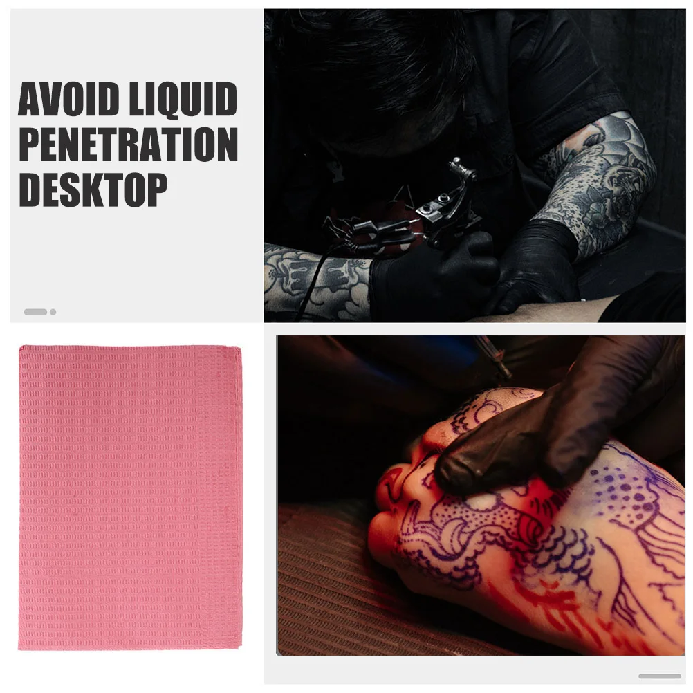 

20 Pcs Tattoo Cleaning Pads Tattooing Supplies Massage Disposable Paper Table Covers Pink
