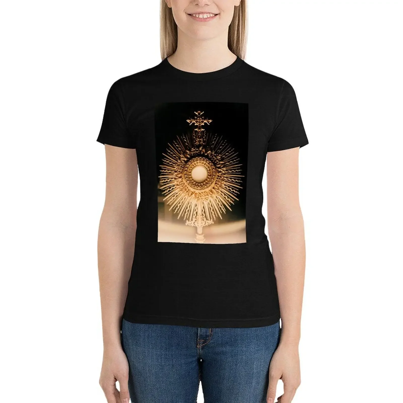 The Blessed Sacrament T-Shirt summer top funny korean fashion workout t shirts for Women