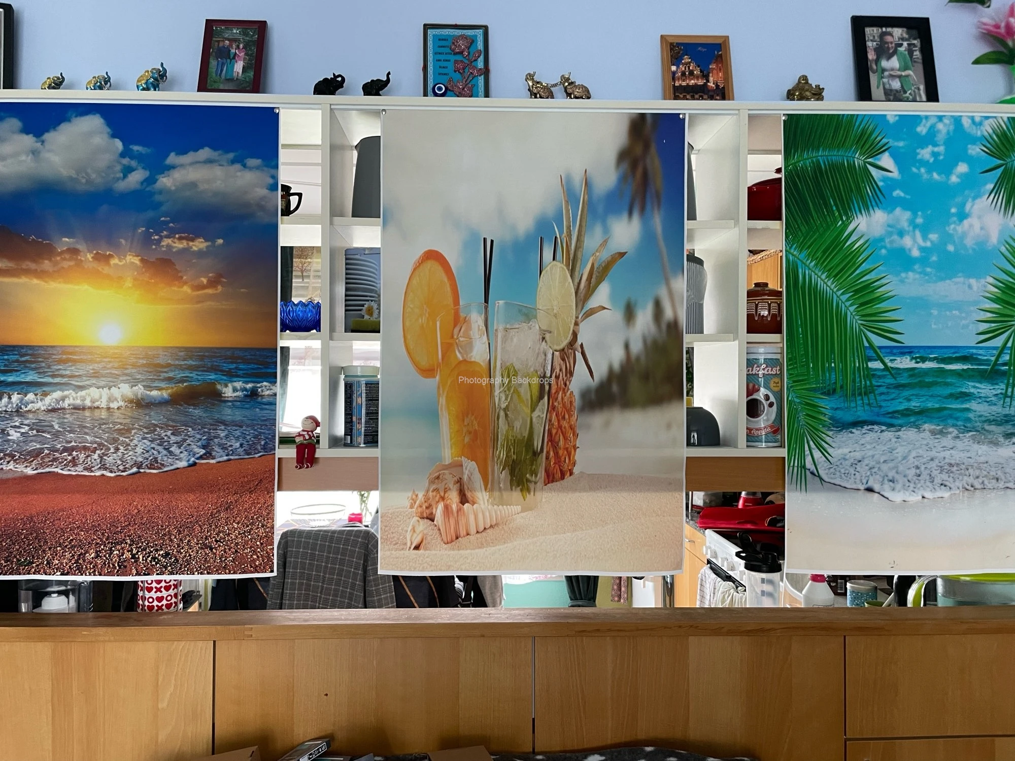 ZHISUXI 여름 열대 바다 해변 야자수 사진 배경, 풍경 사진 배경, 포토콜 사진 스튜디오 CXZM-03