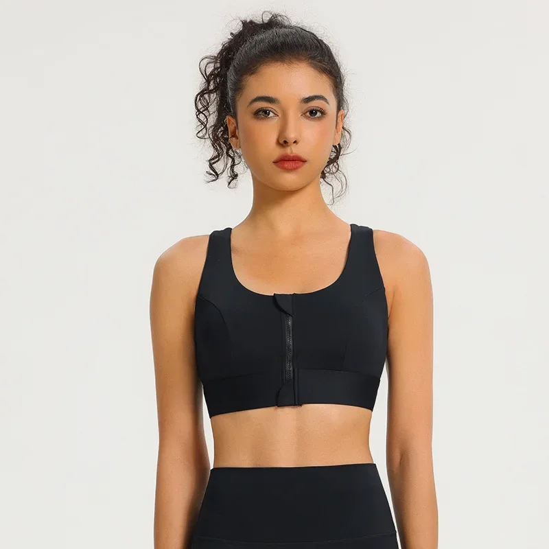 New  Shockproof High Support Sports Bra Front Zipper Anti-Sagging Quick Dry Yoga Running Gym Tank Women's Workout Top