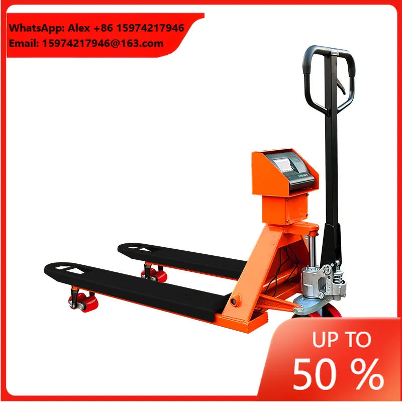 Forklift Scale Electronic Transporter Hand-Push Hydraulic Cart Manual 2-Ton/3-Ton Weighing Stock Nylon/Polyurethane Transpallet