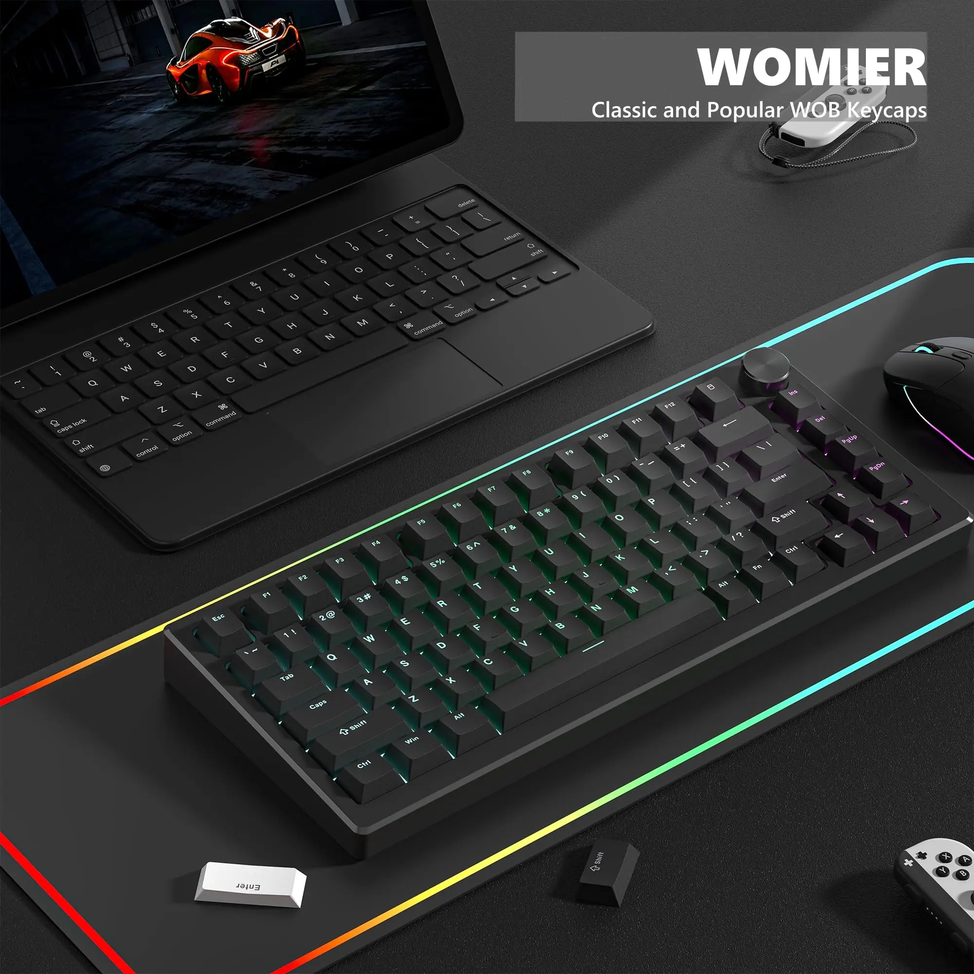 WOB Double Shot PBT Keycaps Cherry Profile Shine Through RGB Backlit Keycaps for Cherry Gateron MX Switch Mechanical Keyboard