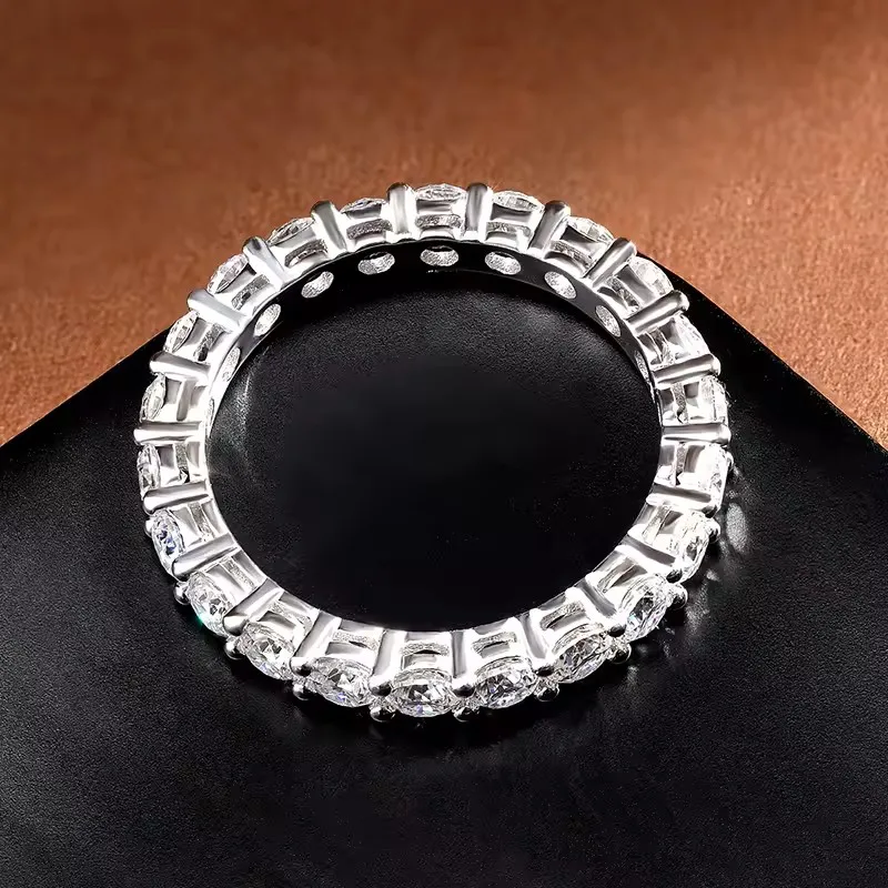 Damen-Moissanit-Ringe mit GRA-Zertifikat S925 Sterling Silber Luxus-Band Funkelnde Ringe Hochzeit Jubiläum Party Geschenke – Detail 8
