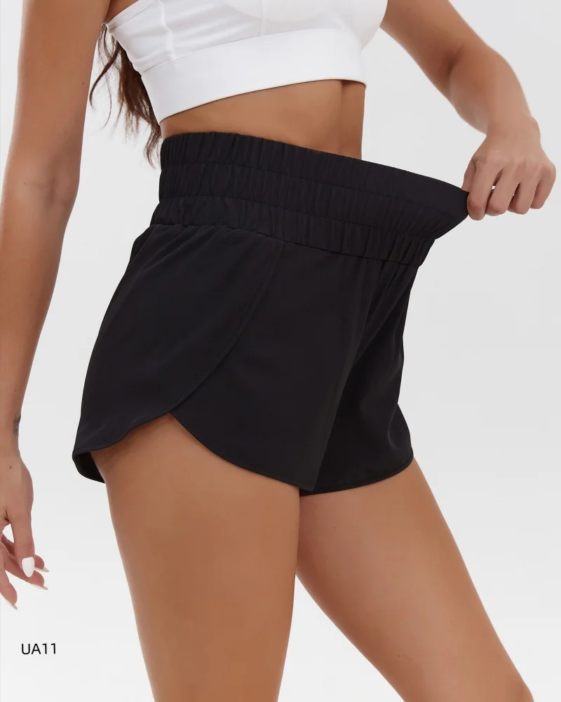 Women's Smocked High Waist Athletic Shorts Quick Dry Lightweight Running Shorts for Gym Yoga Casual