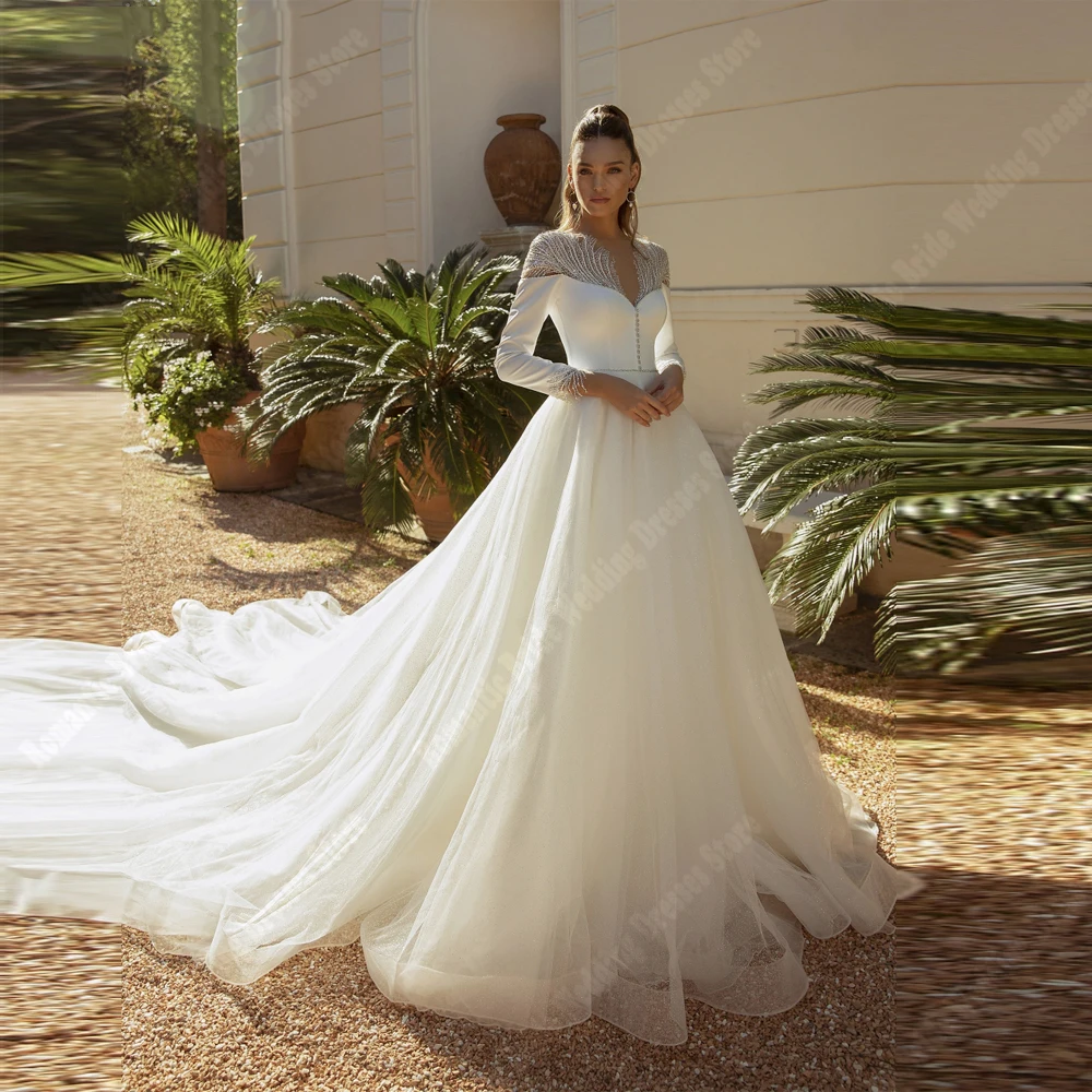 Robes de mariée élégantes en tulle pour femmes, jupe de princesse charmante, ourlet de mariée, peu importe la célébrité, boule de vadrouille, longueur, éducatif, 2024