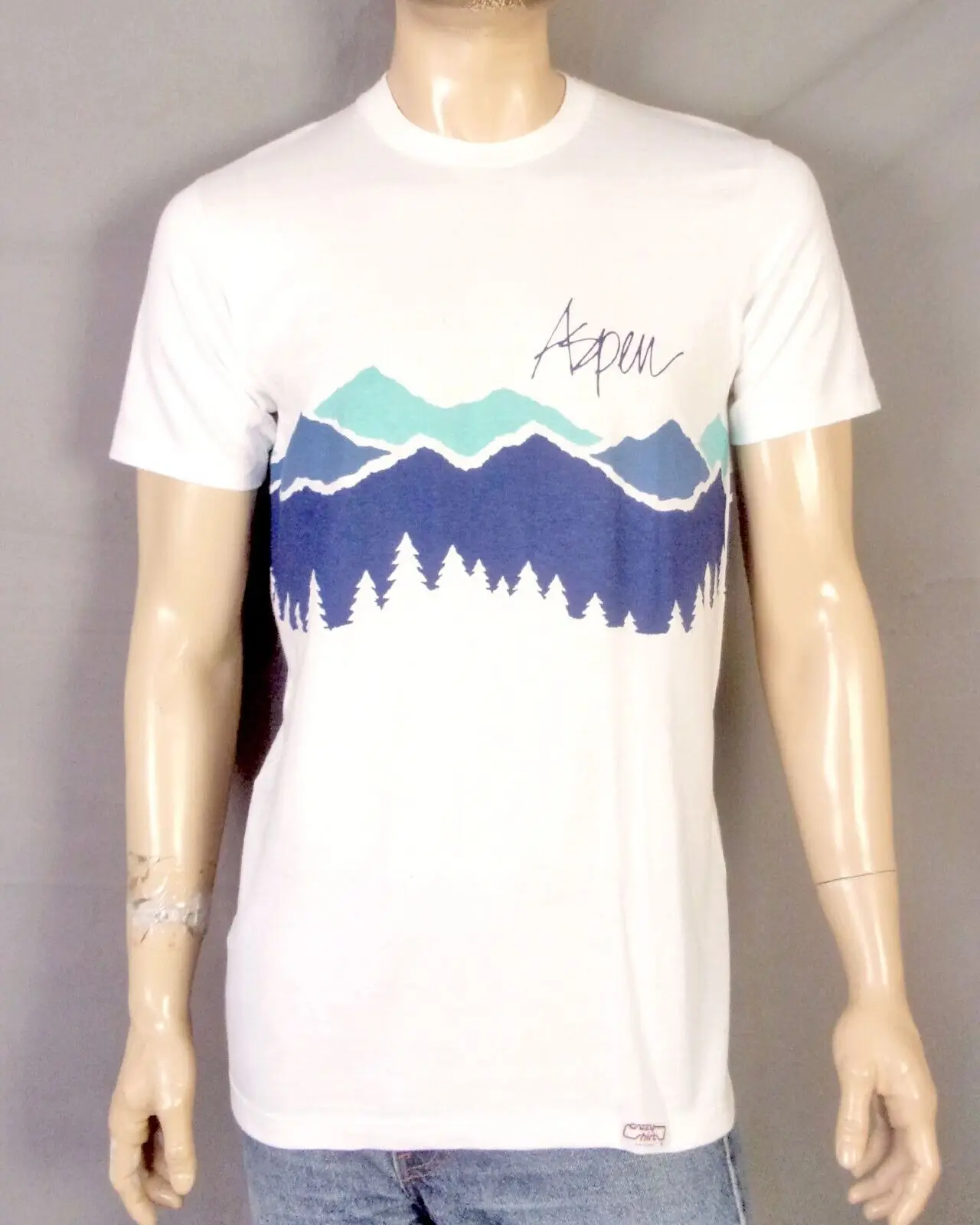 vintage 70s 80s Crazy T Shirt Hawaii ASPEN CO Wrap Around Downhill Ski M