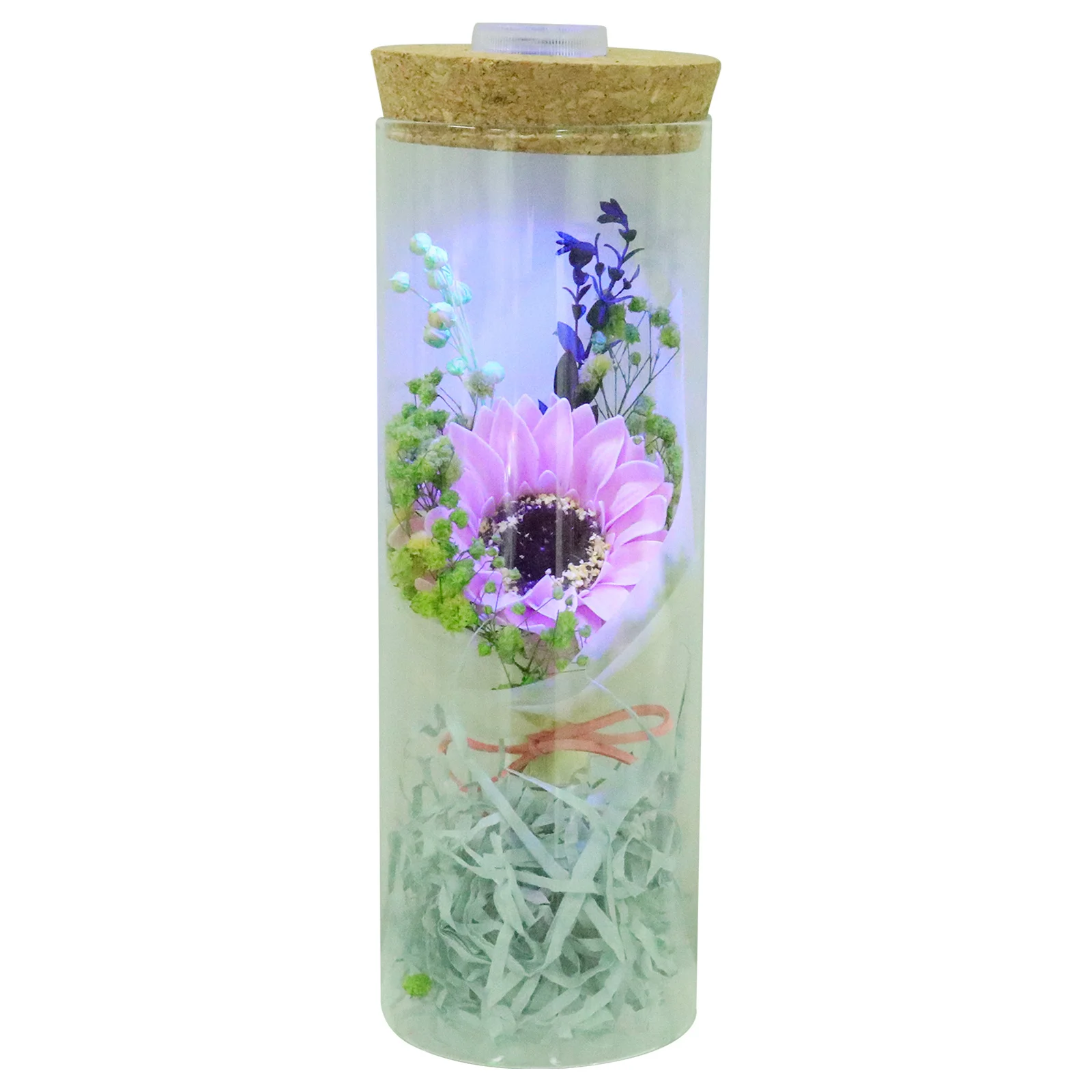 

Luminous Preserved Flower Bottle Decor Creative Glass Dome with Soap Flowers for Bedroom Living Room Valentine Christmas Gift