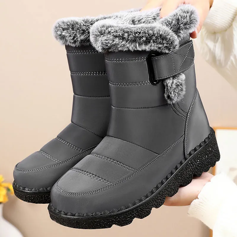 Winter Women Non Slip Waterproof Snow Boots Platform Warm Ankle Boots Cotton Padded Shoes Botas De Mujer Plush Booties Plus Size