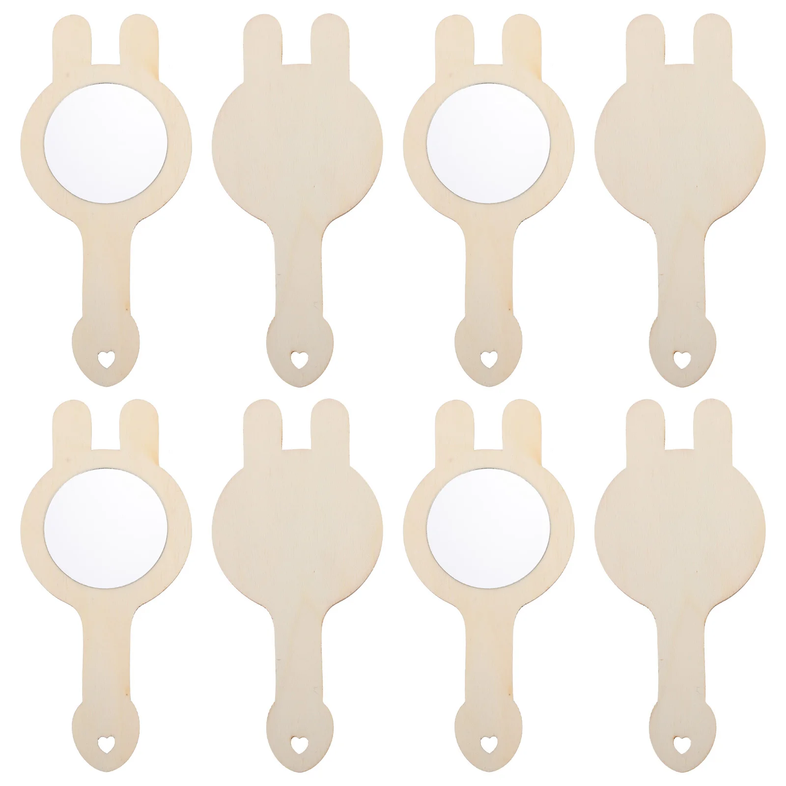 กระจกไม้ถือมือ 8 ชิ้น สำหรับงาน DIY งานฝีมือเด็ก อุปกรณ์ศิลปะในครัวเรือน ของตกแต่งบ้าน ของเล่นกระจกไม้