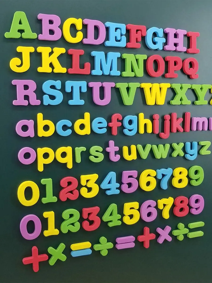 Magnetyczne litery cyfry alfabet ABC 123 magnesy na lodówkę plastikowe edukacyjne przedszkole nauka zestaw zabawek wielkie małe litery matematyka — zdjęcie 2