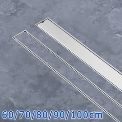 Invisible Showe Floor Drain 60 70 80 90 100 CM 304 Stainless Steel Rectangle Bath Tray Long Drainage Linear Floor Drains Cover