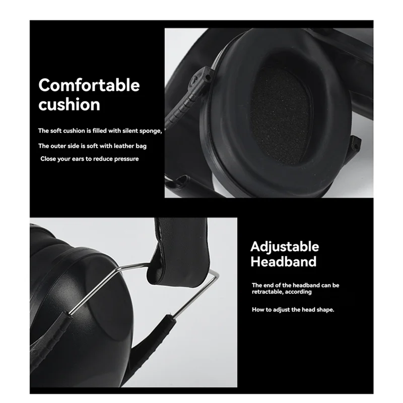 【BRILLIANT 】4X أغطية أذن بخاصية إلغاء الضوضاء للأطفال والكبار - أغطية أذن لاسلكية قابلة للتعديل لحماية السمع في مكان العمل باللون الأسود