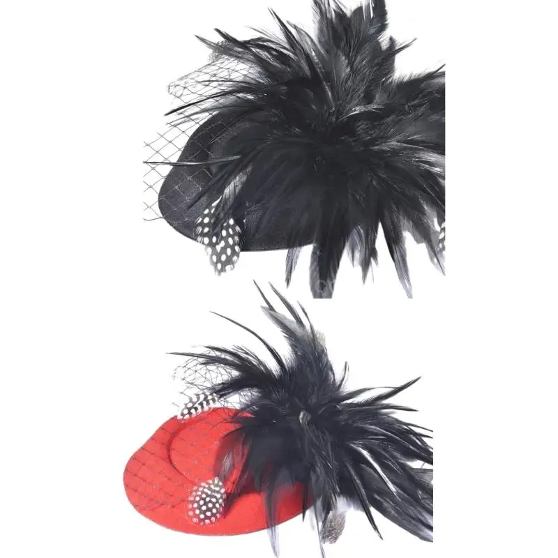 

Girly Feather Top Hat Shape Hair Clip Spring Summer Hairpin for Teenagers Birthday Party Taking Photo Anti-slip Hairpin