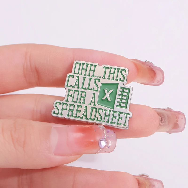 This Calls for A Spreadsheet Enamel Pins Excel XLS Brooch Laple Bag Badges Jewelry Gift for Kids Friends