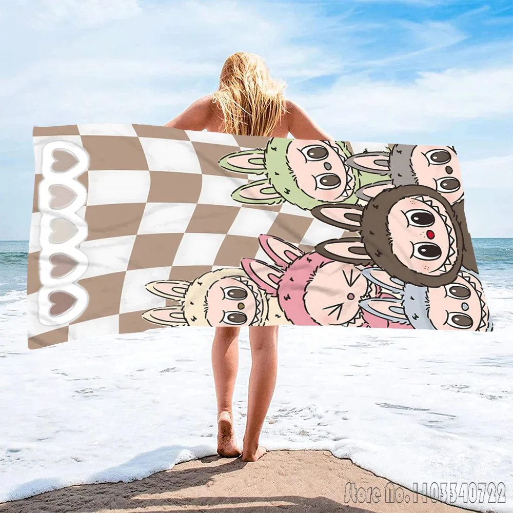 

Cartoon Love Cute Teeth New Anime La-BuBu Bath Towels Microfiber Beach Swimming Towel Decor for Adults Kids Gift 75x150cm