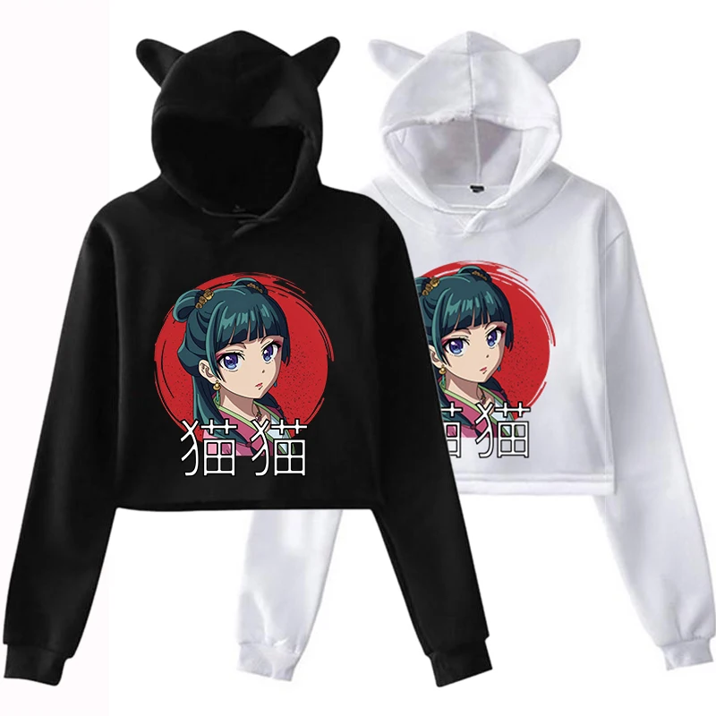 

New Anime The Apothecary Diaries Maomao Hoodie Fashion Women Girl Cat Ears Cropped Hoodie Casual Long Sleeve Sweatshirt Pullover