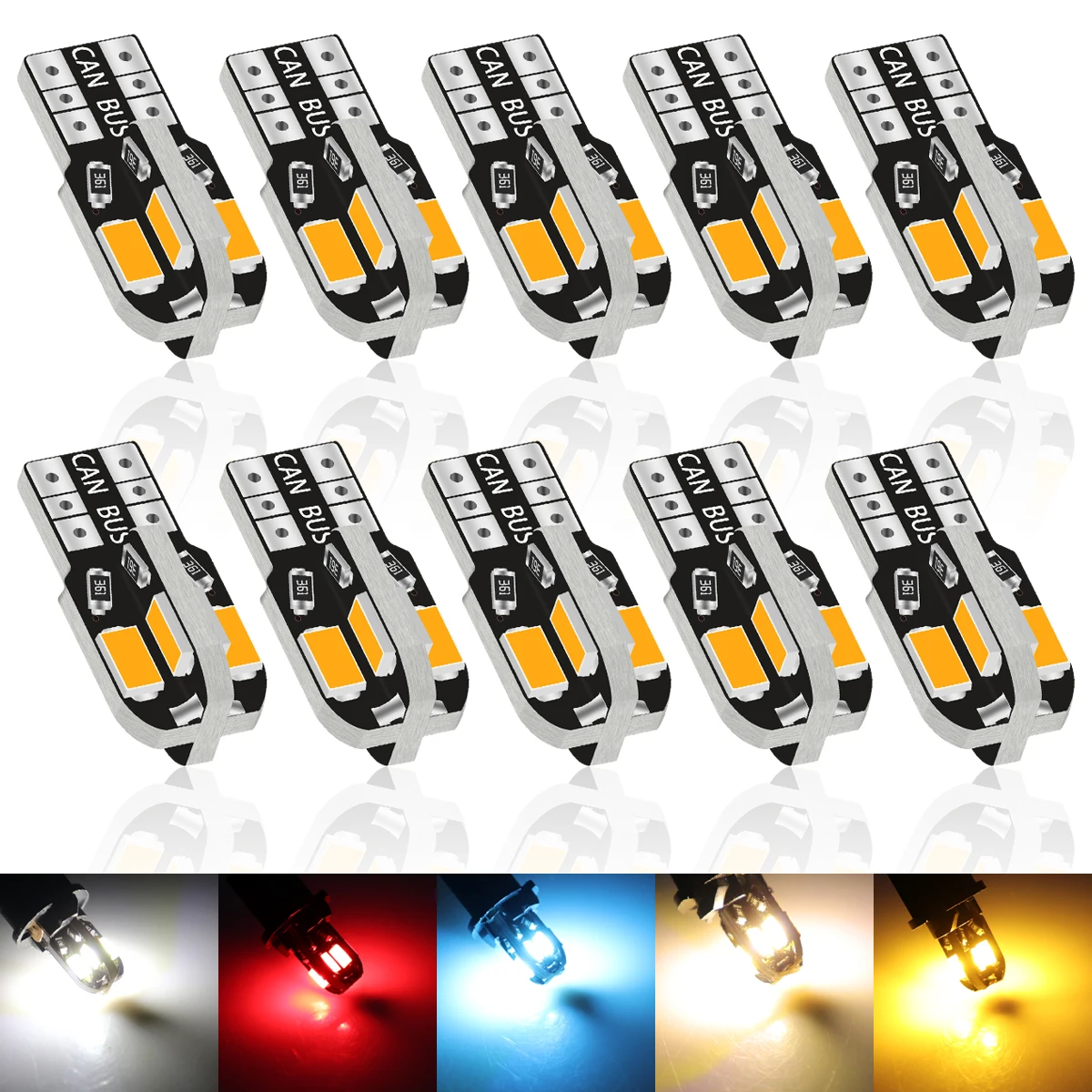 

10PCS W5W T10 LED Bulbs Canbus 5730 8SMD 4014 26smd 12V 6000K 194 168 LED Car Map Dome Lights Parking Light Auto Signal Lamp
