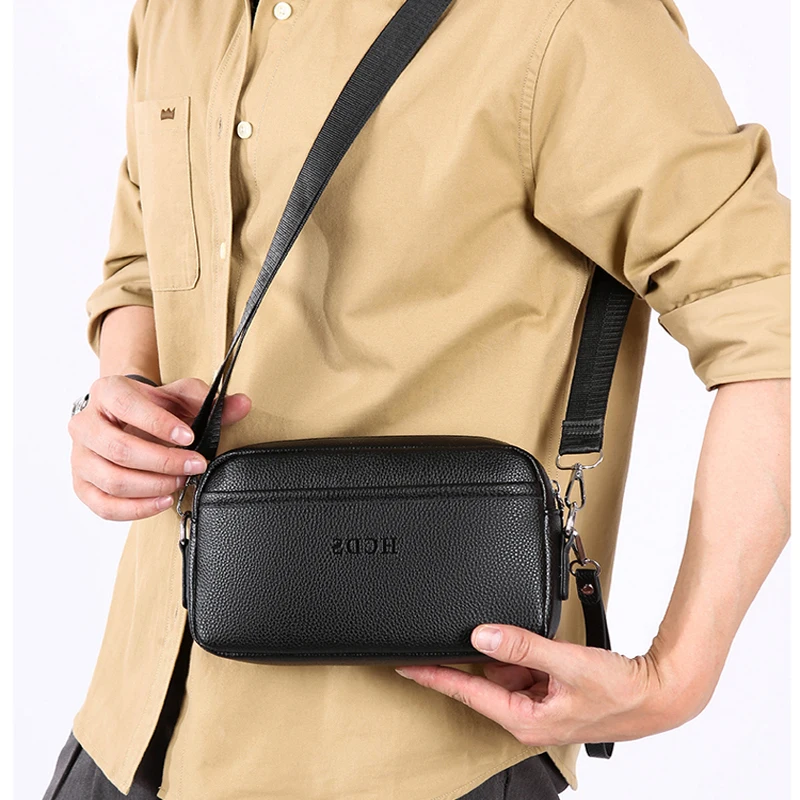 Fashion solid color PU leather men's handbag storage wallet shoulder bags crossbody bags Clutch bag sacoches hommes bag for man