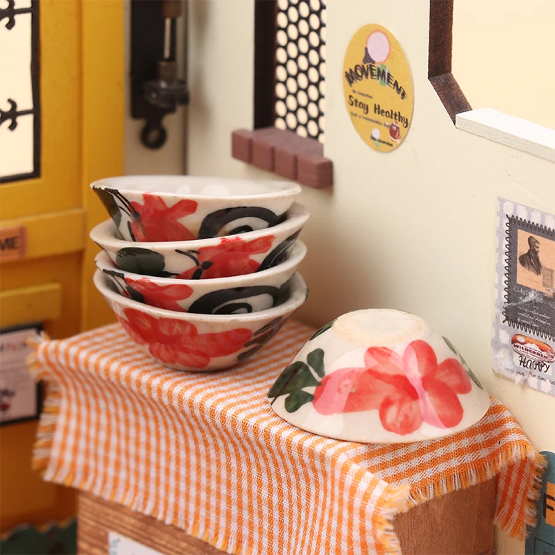 

5Pcs 1/12 Dollhouse Mini Ceramics Bowl Set Doll House Kitchen Tableware Decoration Dolls House Funriture Accessories