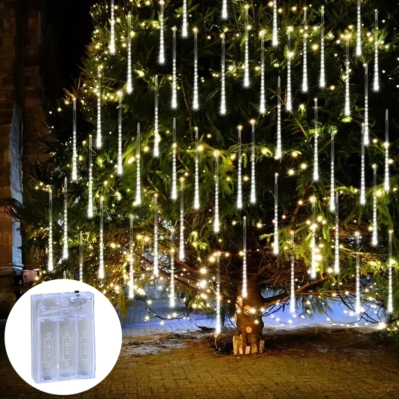 

Светодиодная гирлянда «Метеоритный дождь», 8 трубок, 30 см, ночник, питание от батареек АА, для свадьбы, сада, дерева, Дня святого Валентина, улицы, декора на Рамадан