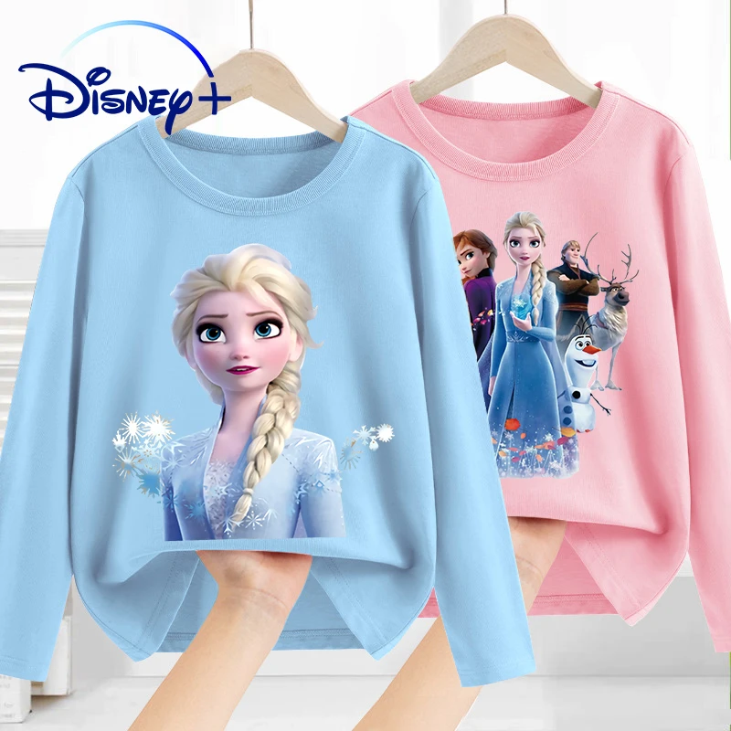 

Disney Frozen Elsa Baby Children Long T-shirt Girl Boy Long-sleeved Tops Clothing Kids Bottoming Shirt Cartoon Crewneck Blouse