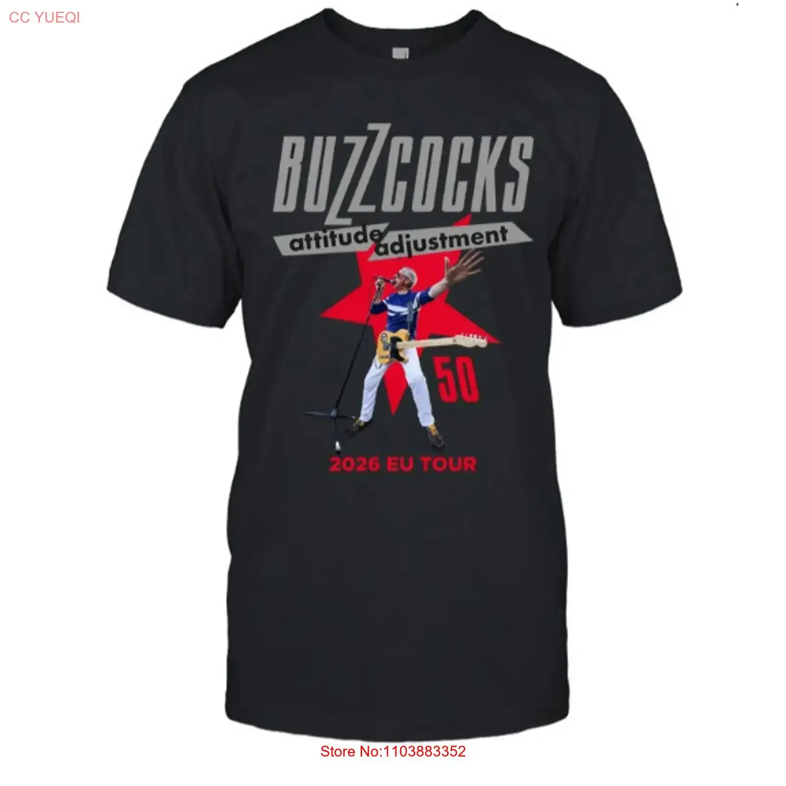 Buzzcocks 2026 EU Tour T-Shirt, Schwarz, Band-Vintage-Stil, gewaschen, stilvoll, lässig, modisch, dehnbare Designerkleidung, bequem