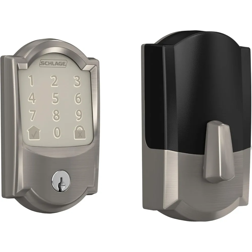 Encode Smart Wi-Fi Deadbolt with Camelot Trim in Satin Nickel