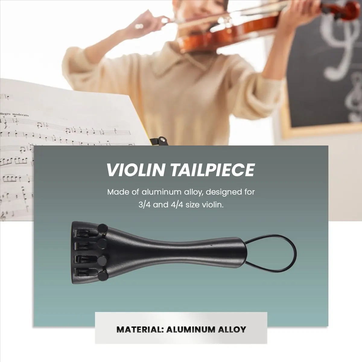 ABXY 3/4 4/4 Violin Fiddle Tailpiece Hill Style with 1pcs Tailgut Tailcord 4 Fine Tuners Aluminum Alloy Strong