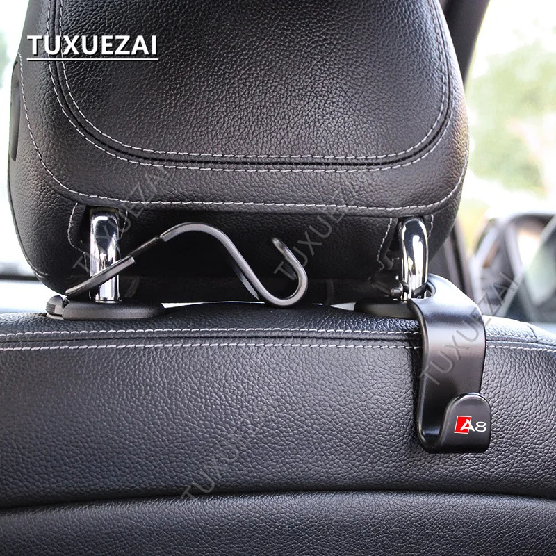 For Audi A8 Car Seat Headrest Hooks Back Seat Organizer Hanger Storage Purse Hook for Car Handbag Clothes Coats Grocery Bags