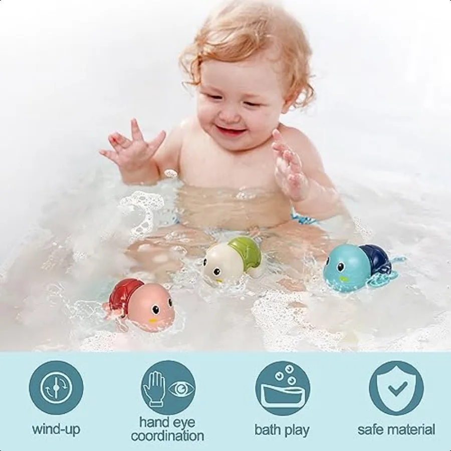 Mainan Mandi SEPHIX untuk Balita 13 Mainan Mandi Kura-kura Lucu untuk Anak Laki-laki dan Perempuan Usia 1-2 Tahun Hadiah Mainan Kolam Air untuk Bayi Balita