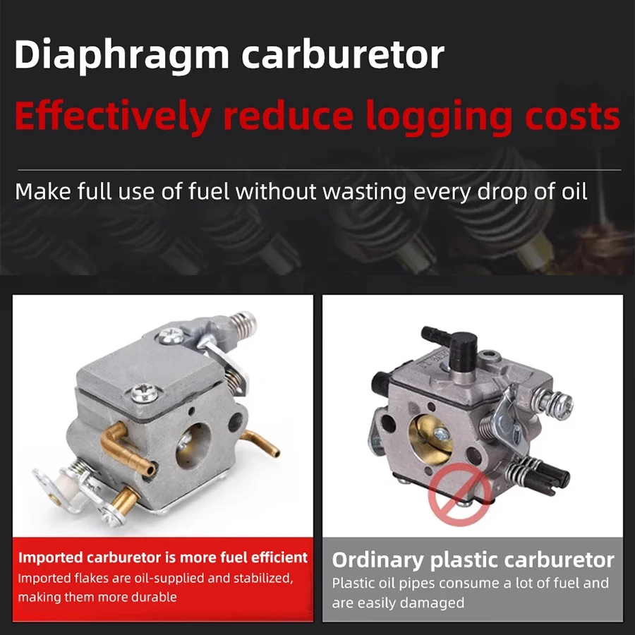 1800W Gasoline Logging Chainsaw Portable Single Handheld Saw Powerfull Mini Gasoline Saw Logging Chainsaw 25CC 15500RPM